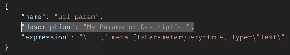 Parameter description returned by API